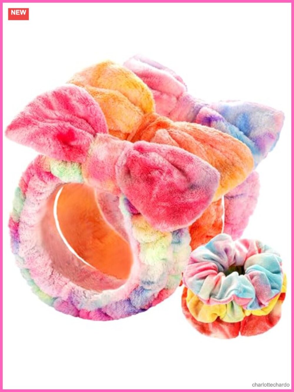 Microfiber Fleece Spa Headband Set with Velvet Hair Scrunchies